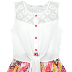 Girls Dress Chiffon Floral Hi-low Tie Waist Party Princess Size 7-14 Years