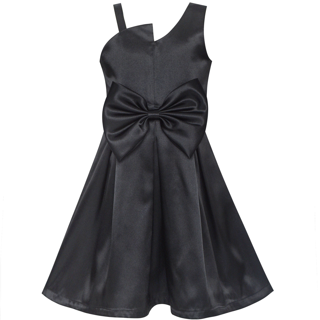 Girls Dress Satin Bow Tie One-shoulder Party – Sunny Fashion