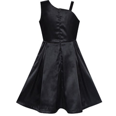 Girls Dress Satin Bow Tie One-shoulder Party Size 6-12 Years