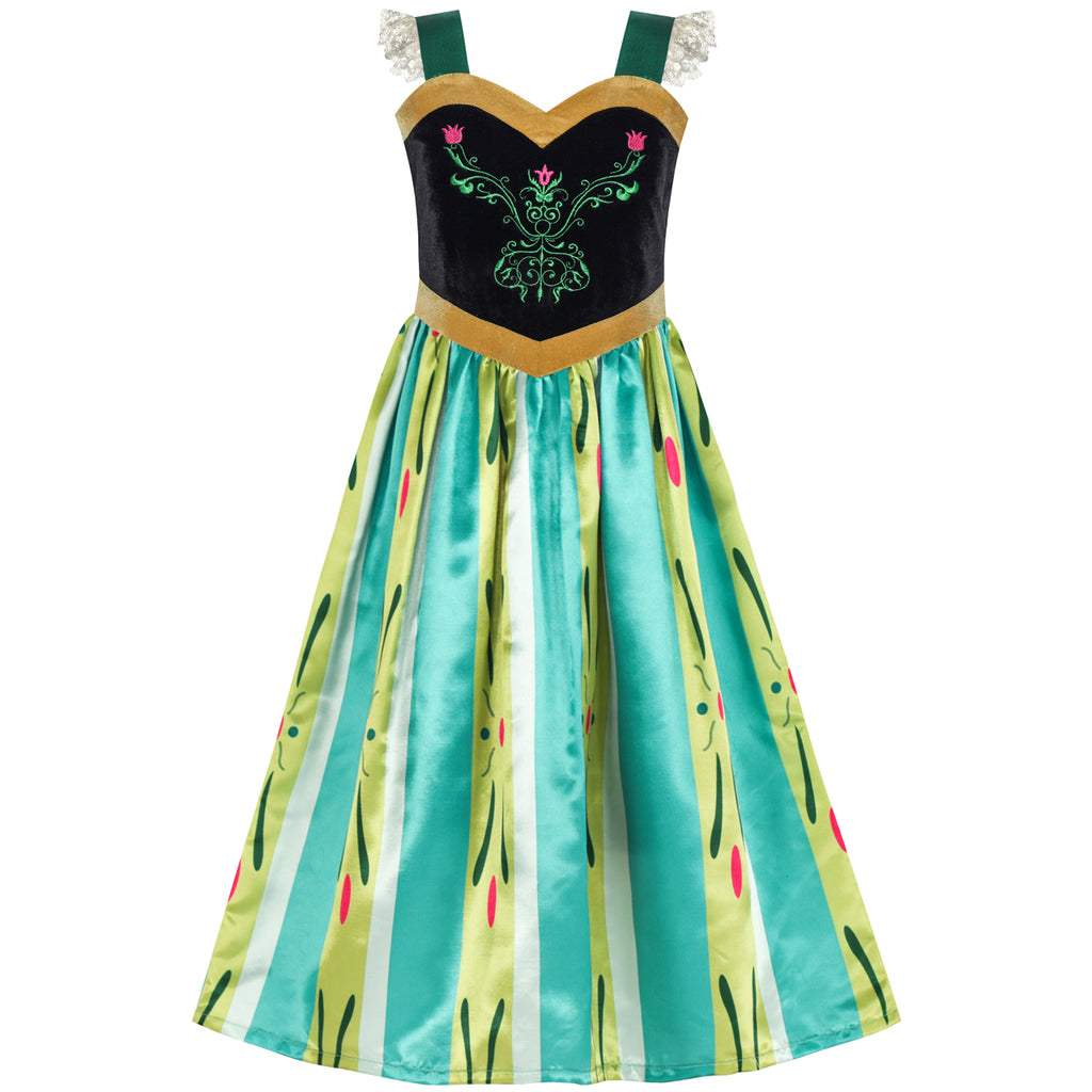 Princess Dress Anna Costume Dress Up Cosplay Size 6-12 Years