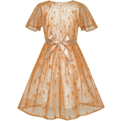 Girls Dress Dot Star Lace Dress Size 6-12 Years