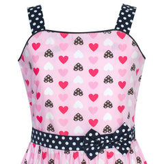 Girls Dress Red Heart Bow Tie Dot Summer Sundress Size 4-12 Years
