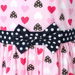 Girls Dress Red Heart Bow Tie Dot Summer Sundress Size 4-12 Years