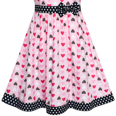 Girls Dress Red Heart Bow Tie Dot Summer Sundress Size 4-12 Years