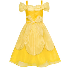 Girls Dress Yellow Princess Belle Costume Birthday Party Size 6-12 Years