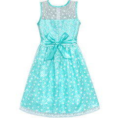 Flower Girl Dress Lace Sequin Flare Blue Wedding Party Size 5-12 Years