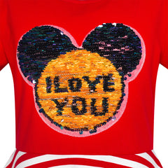 Girls Dress Red Embroidered Magic Color Change Sequin Striped Size 6-12 Years