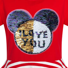 Girls Dress Red Embroidered Magic Color Change Sequin Striped Size 6-12 Years