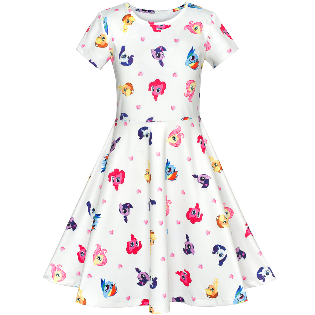 Girls Dress Cartoon Printed Colorful Short Sleeve Dress Size 4-10 Years