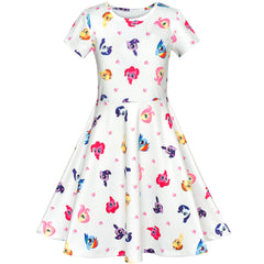 Girls Dress Cartoon Printed Colorful Short Sleeve Dress Size 4-10 Years