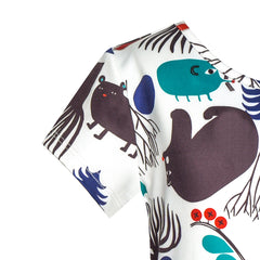 Girls Dress Tree Bird Bear Cartoon Short Sleeve Dress Size 3-12 Years