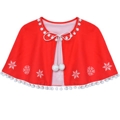Girls Dress Red Cape Cloak Christmas New Year Holiday Party Size 4-14 Years