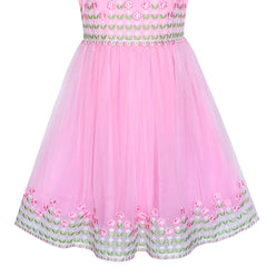 Girls Dress Collar Lace Short Sleeve Birthday Size 5-12 Years