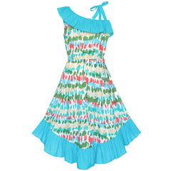 Girls Dress One Shoulder Floral Hi-low Party Dress Size 6-14 Years