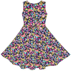 2 Pieces Girls Dress Purple Butterfly Sun Hat Bow Tie Flower Summer Size 4-12 Years
