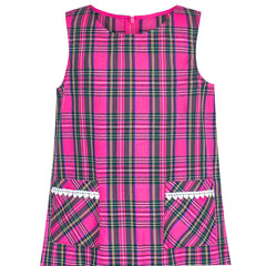 Girls Dress Tartan Back School Uniform Pocket A-line Dress Size 2-10 Years