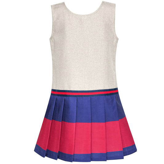 Girls Dress Khaki Navy Pleated Skirt Back School Uniform Size 4-12 Years