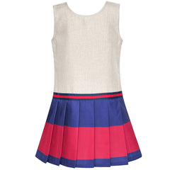 Girls Dress Khaki Navy Pleated Skirt Back School Uniform Size 4-12 Years