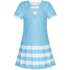 Girls Dress Short Sleeve Pleated Skirt School Uniform Size 4-12 Years
