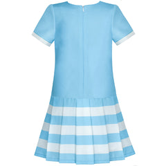 Girls Dress Short Sleeve Pleated Skirt School Uniform Size 4-12 Years