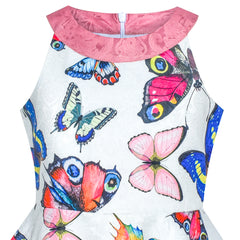 Girls Dress Butterfly Halter Flare Dress Party Size 5-12 Years