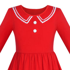 Girls Dress Christmas Long Sleeve Cotton Maxi Dress Size 6-12 Years