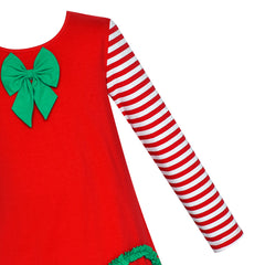 Girls Dress Long Sleeve Christmas Bow Tie Holiday Party Size 2-12 Years