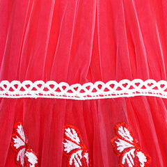 Girls Dress Red Butterfly Embroidered Halter Dress Size 5-12 Years
