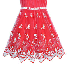 Girls Dress Red Butterfly Embroidered Halter Dress Size 5-12 Years