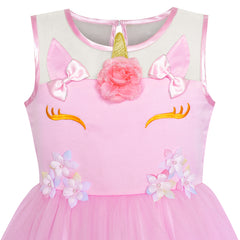 Girls Dress Unicorn Halloween Pink Tulle Princess Party Size 4-10 Years