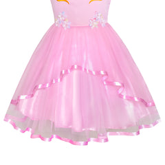 Girls Dress Unicorn Halloween Pink Tulle Princess Party Size 4-10 Years