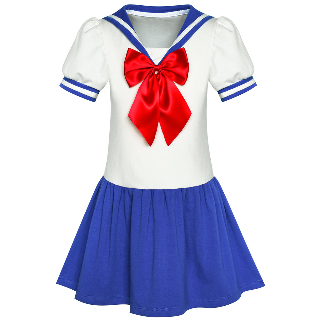 Girls Dress Sailor Cosplay School Uniform Navy Suit Size 6-14 Years