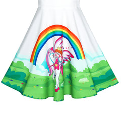 Girls Dress Unicorn Rainbow Cold Shoulder Halloween Costume Size 4-8 Years