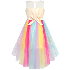 Girls Dress Embroidered Unicorn Rainbow Halloween Costume Size 7-10 Years