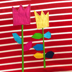 Girls Dress Flower Embroidered Stripe Short Sleeve Size 2-12 Years