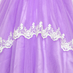 Flower Girls Dress Purple Lace Belted Wedding Party Size 4-12 Years