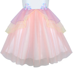 Girls Dress Blush Pink Unicorn Costume Cosplay Princess Halloween Party Size 4-10 Years