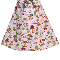 Girls Dress White Collar Frog Mushroom A-line Cotton Causal Size 2-6 Years