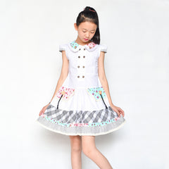 Girls Dress White Button Casual Short Sleeve Everyday Size 6-14 Years