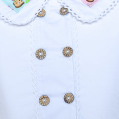 Girls Dress White Button Casual Short Sleeve Everyday Size 6-14 Years