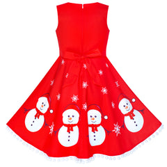 Girls Dress Snowman Red Cape Cloak Christmas New Year Size 4-14 Years