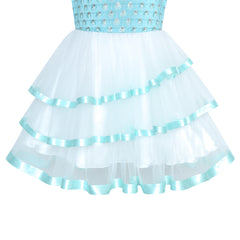 Flower Girls Dress Tiered Ruffle Skirt Pageant Size 3-10 Years
