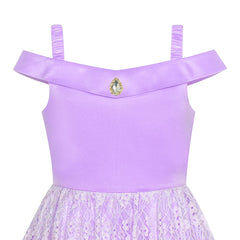 Girls Dress Off Shoulder Hi-low Skirt Bridesmaid Size 4-14 Years