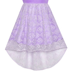 Girls Dress Off Shoulder Hi-low Skirt Bridesmaid Size 4-14 Years