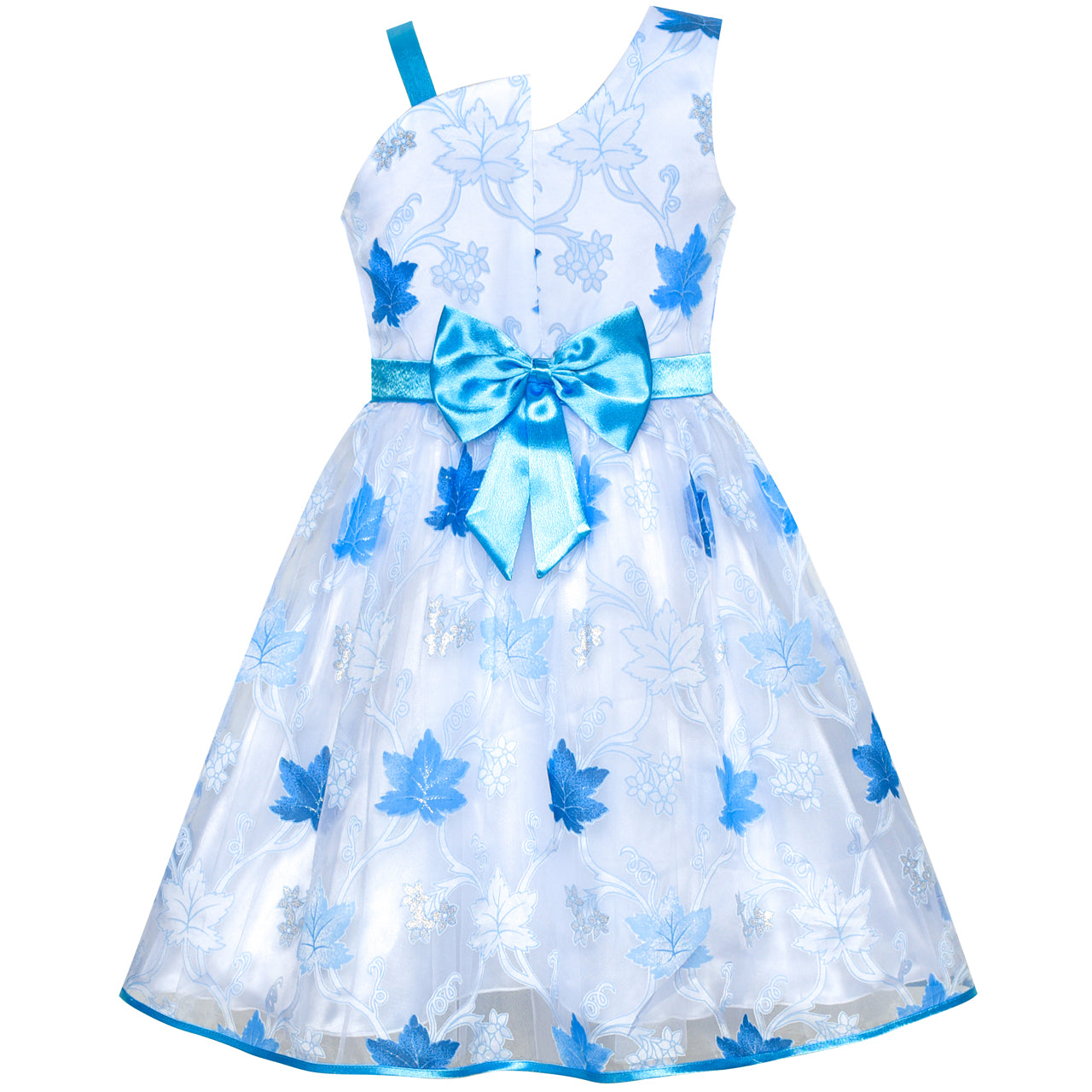 Girls Dress One-shoulder Maple Leaf Pageant Wedding – Sunny Fashion