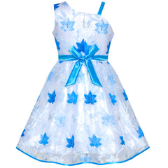 Girls Dress One-shoulder Maple Leaf Pageant Wedding Size 5-12 Years