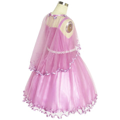 Girls Dress Orchid Cape Pearl Belt Wedding Party Size 3-14 Years