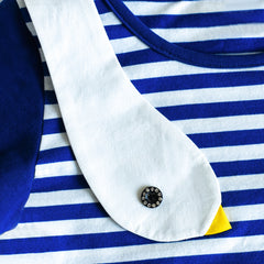 Girls Dress Cotton Navy Blue Stripe Bird Embroidered Size 2-6 Years