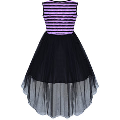 Girls Dress Hi-lo Skirt Black And Purple Party Pageant Size 7-14 Years