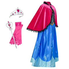 Princess Dress Anna Costume Accessories Crown Magic Wand Size 5-12 Years